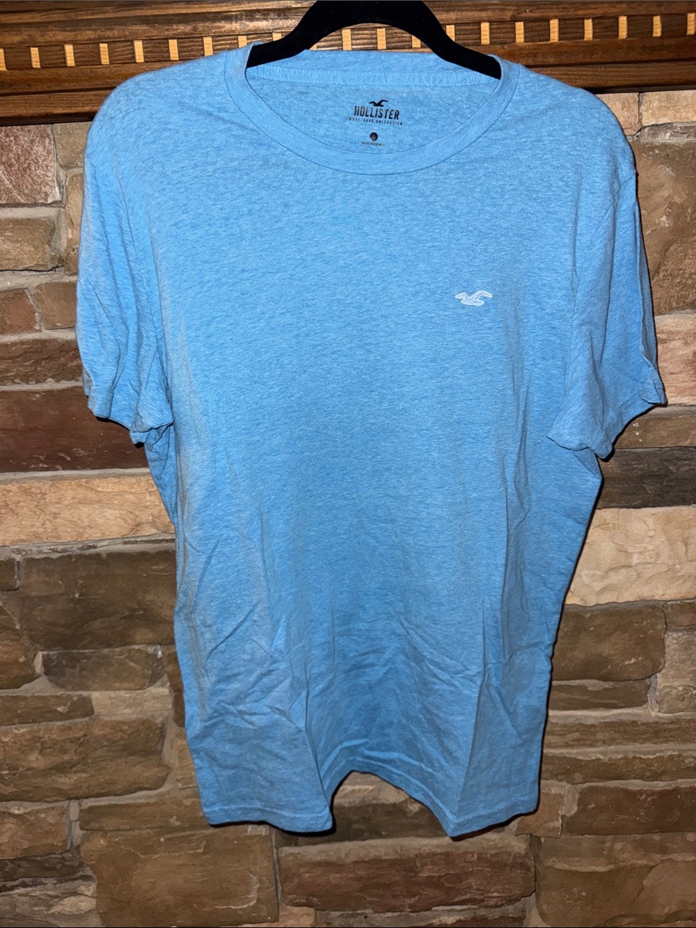 Hollister Men's Sky Blue Crew Neck Tee